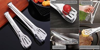 Pinzas de cocina multifunción de acero inoxidable (23,3 cm)
