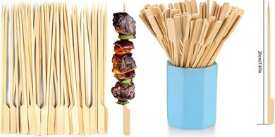 Palitos bambú 20cm: barbacoas, cócteles, frutas, kebabs