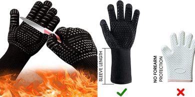 Guantes de parrilla resistentes al calor, fuego y cortes.
