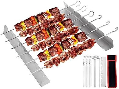 Pinchos para barbacoa KEYIDO: 12 pinchos + 2 soportes, acero inoxidable 304.
