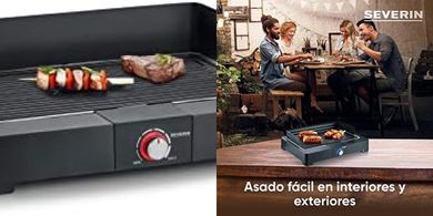 Mini barbacoa eléctrica Severin PG 8567: parrilla interior/exterior.