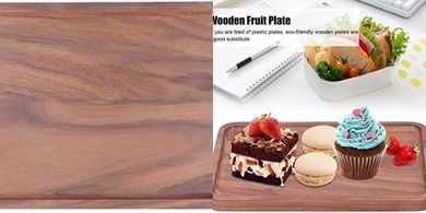 Bandeja rectangular de madera para servir aperitivos y frutas