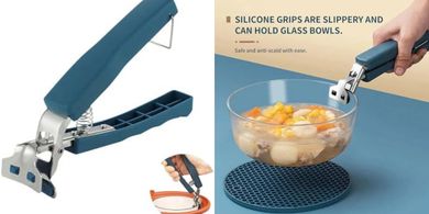Pinzas de cocina profesionales: acero inoxidable y silicona.