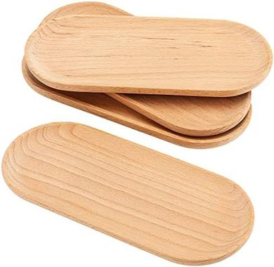 Bandejas de madera ovaladas para servir (4 unidades, 23x10cm)