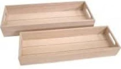 Bandejas rectangulares de madera Artemio (40x15x6cm, 37x12x5cm)