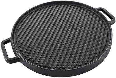 Plancha de hierro fundido doble cara, 30cm, para barbacoa y hogar.