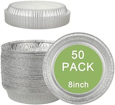 Bandejas aluminio con tapa, 8", 1000ml, 50 unidades.
