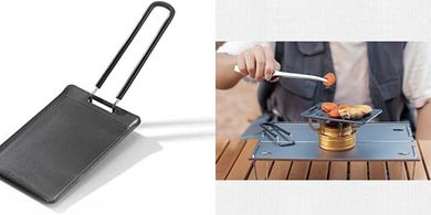 Parrilla portátil antiadherente de hierro: ideal para acampar y picnics.