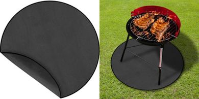 Protector de parrilla resistente al calor y aceite para camping.