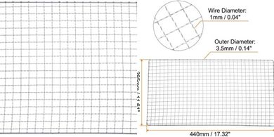 Rejilla barbacoa acero inoxidable, 17.3x11.6", para hornear, ahumar, asar.