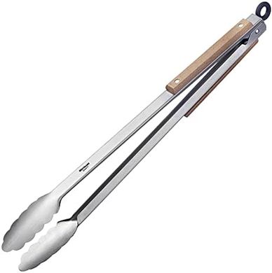 Pinzas de barbacoa Westmark Maxi: acero inoxidable y madera, 44cm.