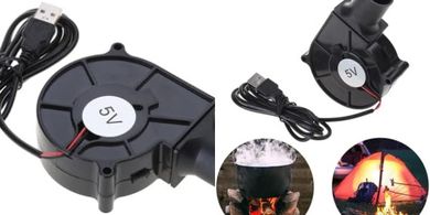Soplador USB portátil para barbacoa, 7cm, 3700 rpm.