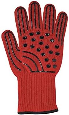 MASTRAD F80810 - Guante para barbacoa (protección contra el calor hasta 500 ºC, aislamiento perfecto, antideslizante, talla única), color rojo
