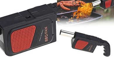 Soplador eléctrico portátil para barbacoas y fogones.
