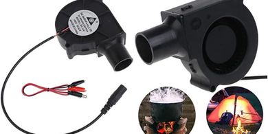 Ventilador barbacoa 12V: potente, 2500 RPM,  clip, tubo 27mm.
